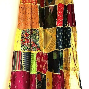 Boho hippie festival patchwork skirt vintage retro maxi long one size 8-20 #44