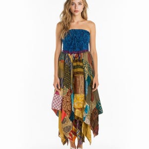 Festival boho hippie lutin gypsy patchwork jupe longue été robe de soleil taille unique