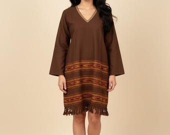 brown dress tops womens Kaloppe Top in Brown | OMNES | Tops | Sustainable & Affordable Clothing main image 1