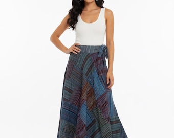 Purple & Blue Wrap SKIRT, Boho Hippy Festival style, ONE SIZE