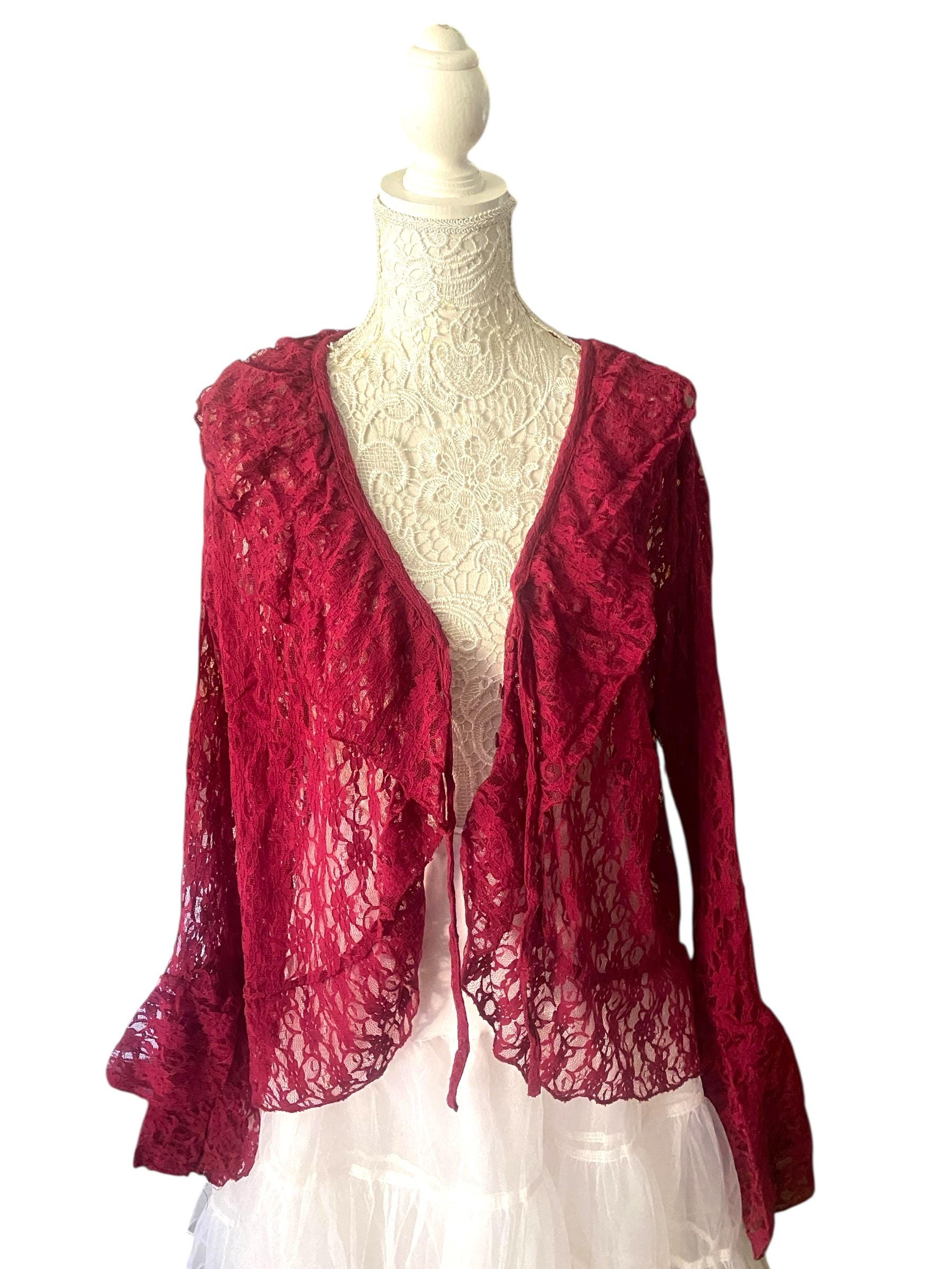 l*a様 organdy bolero lace patchwork ライトブル RED Lace Bolero