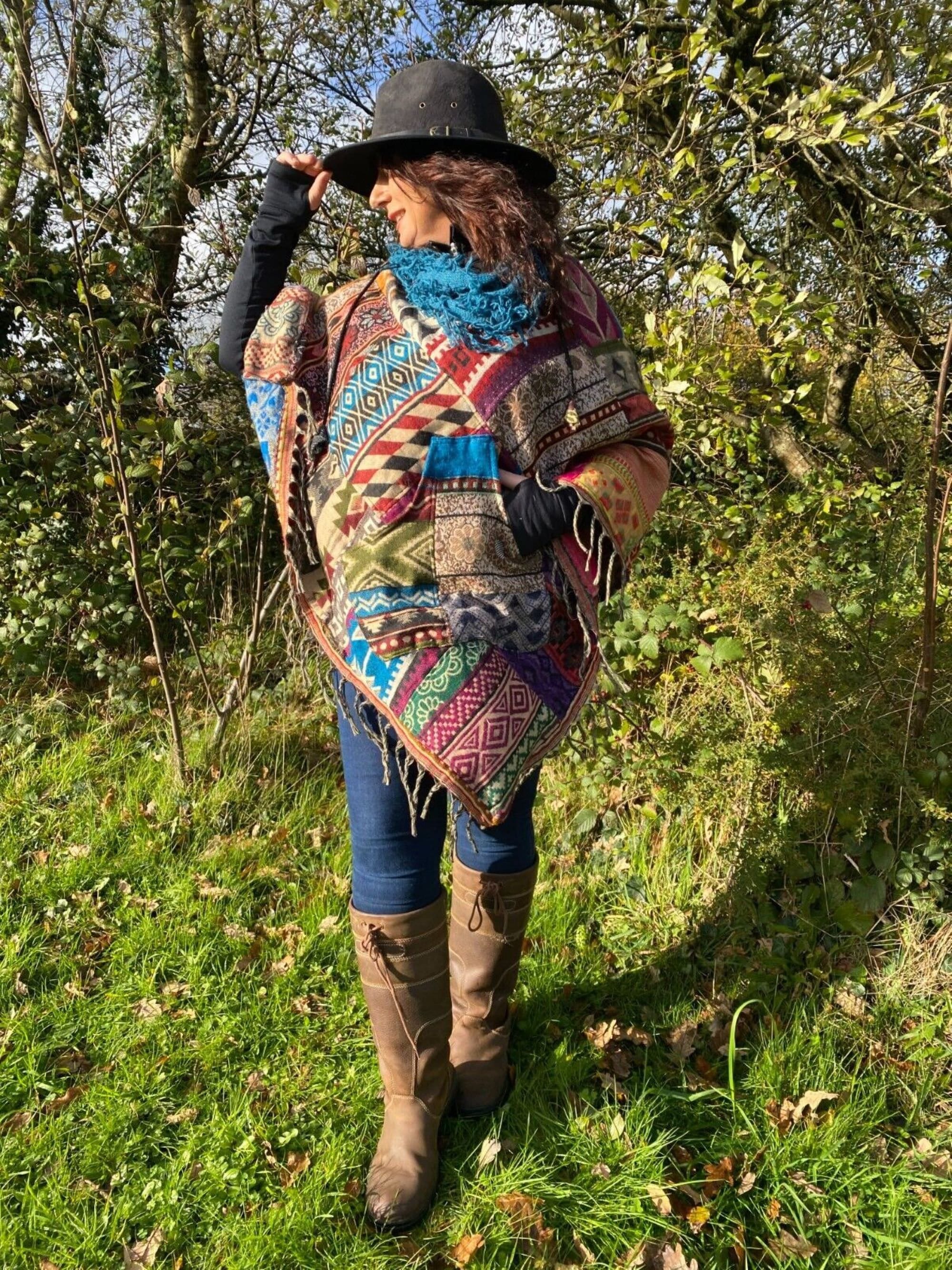 Unique Patchwork PONCHO Handmade Hippy, Boho, Festival Style Unique Patchwork PONCHO Handmade Hippy, Boho, Festival Style