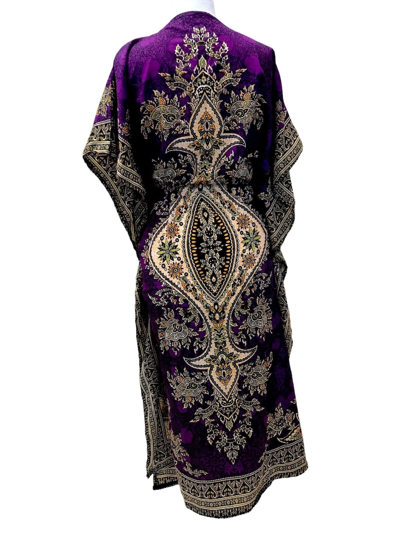 Beach Robe Pattern PURPLE Kaftan Maxi Dress, Boho Hippy Festival, Long Beach Cover up Robe ...