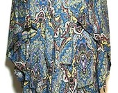 Boho hippie 100 silk kimono cover up wrap long gown robe dress duster coat blue
