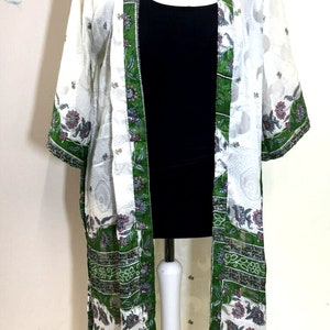 Kimono dress robe boho hippy festival silk beach summer cover up  uk 10 12 14 16