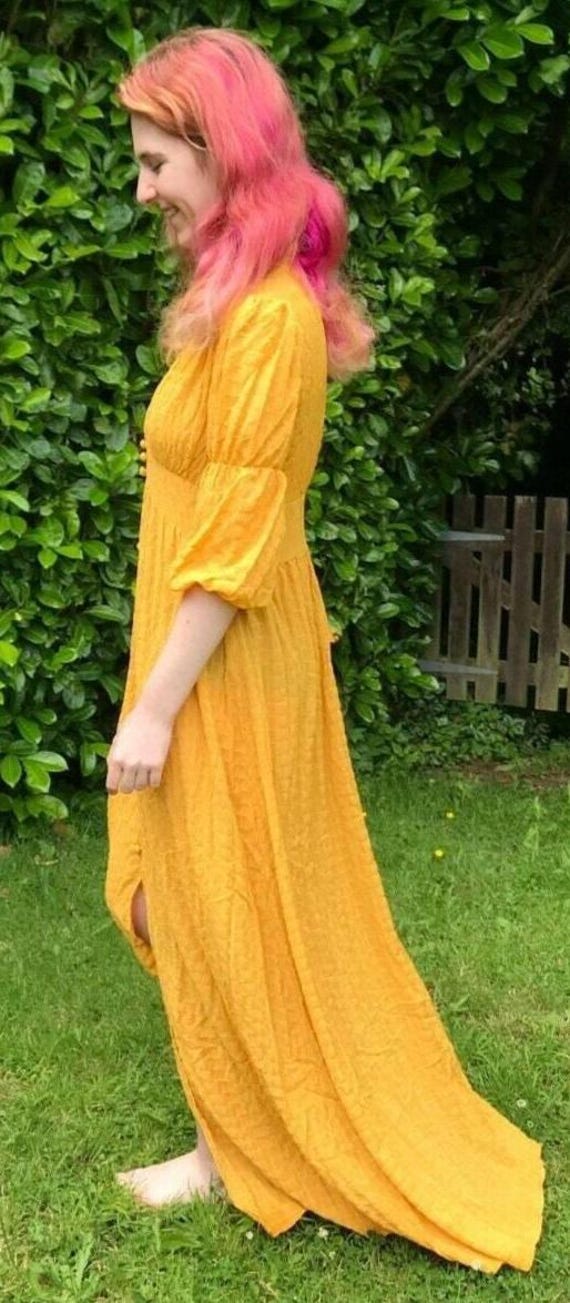 chinese dress ladies Yellow Floral Maxi Dress with Cut Outs