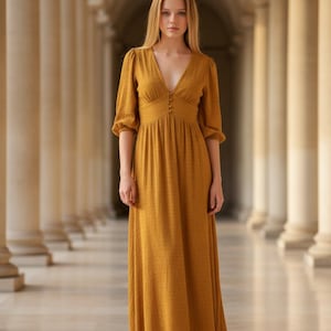 maxi canary yellow smocked chiffon dress Canary Yellow Abstract Print Ruffle Chiffon Midi Dress