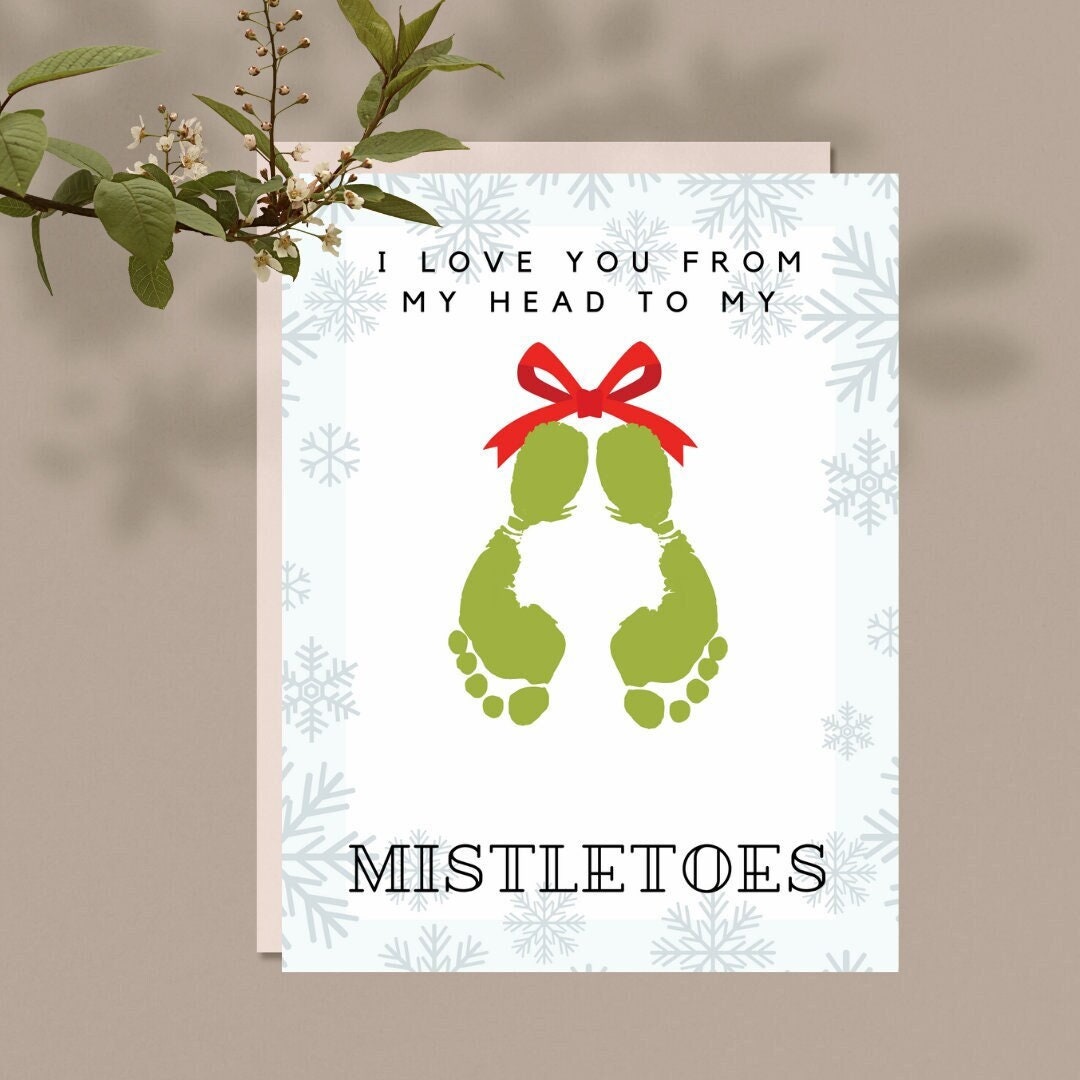 Mistletoes DIY Footprint Craft Printable Template DIY Gift Etsy Mistletoes DIY Footprint Craft Printable Template DIY Gift Etsy