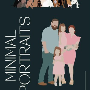 Retrato familiar personalizado / Dibujo personalizado / Recopilación / Producto digital / Retrato minimalista
