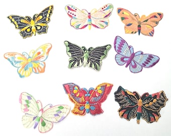 Vintage 1930's Silk Embroidery Patches, Butterfly Applique.