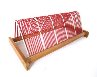 Vintage Vinyl Record Storage Rack: Wood & Metal Singles Holder