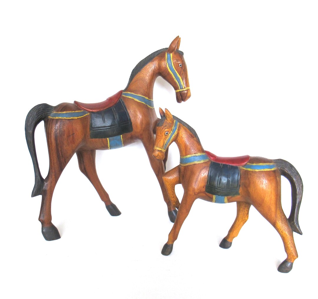 ヴィンテージの木製の馬の像 - 乗馬。#905G514K9 - Etsy 日本