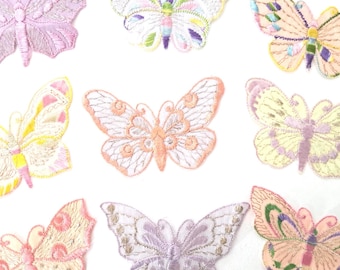 Vintage embroidery patches - butterfly applique 1930s.
