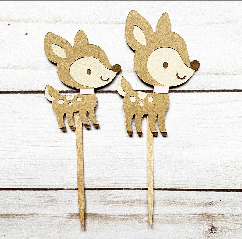 Deer cupcake toppers Set of 12
