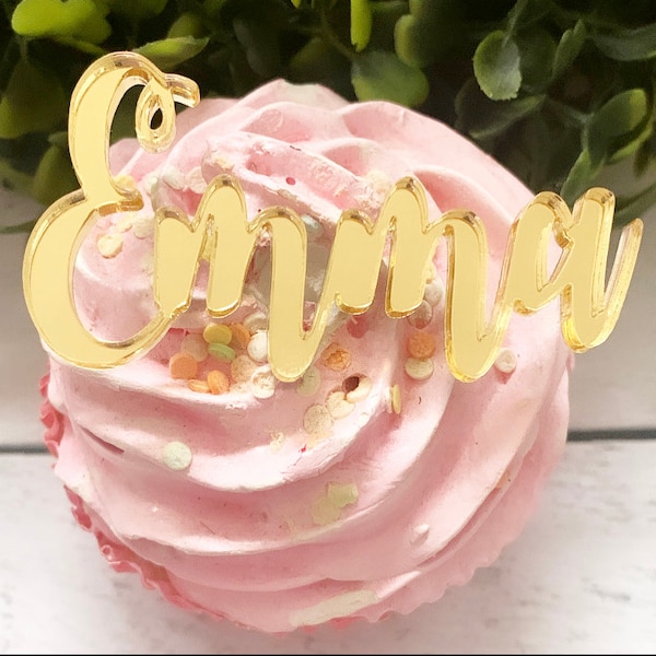 Acrylic cupcake toppers, Personalized Acrylic cupcake charms, Mirrored acrylic, Personalized cupcake toppers