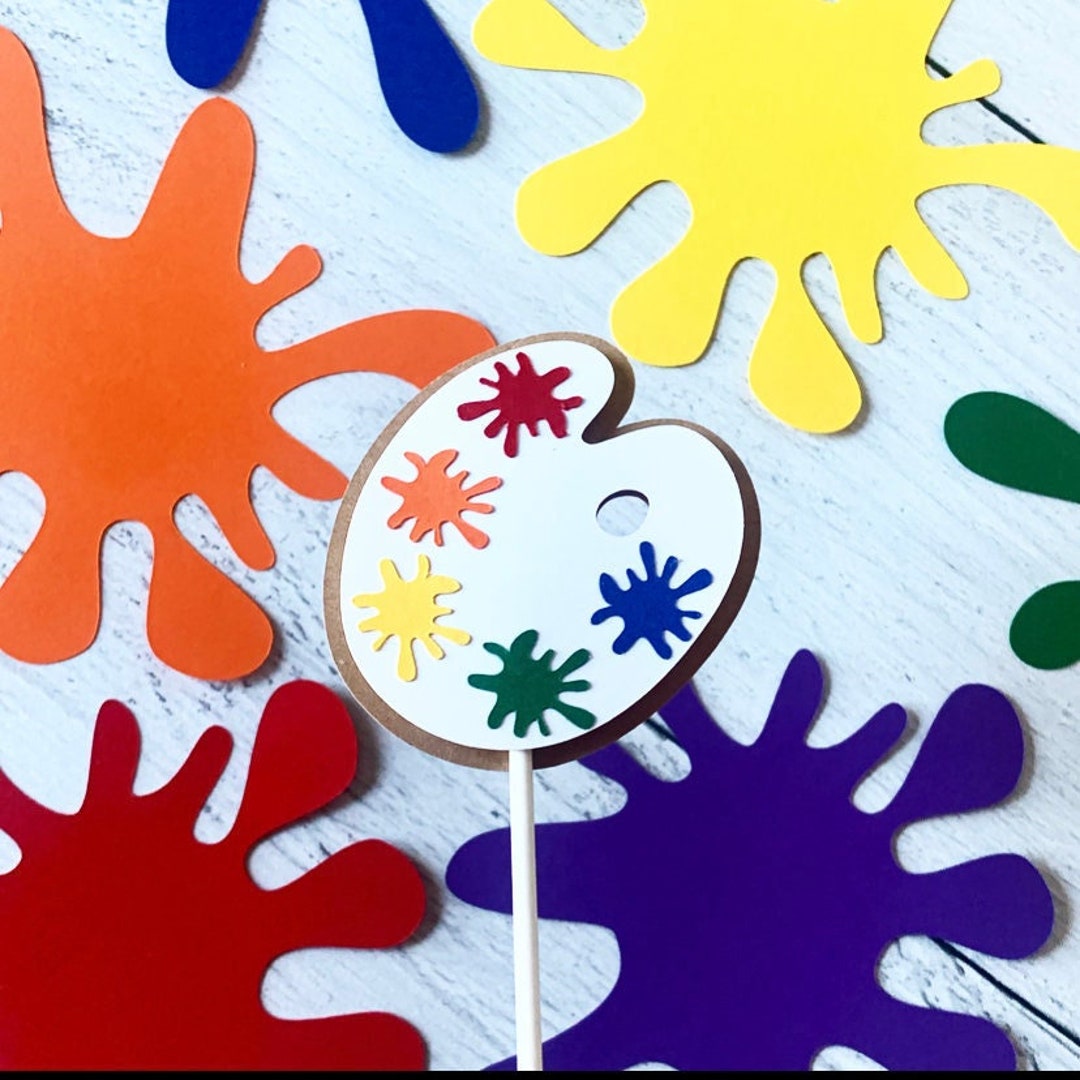 Paint Palette Cupcake Topper Painting Cake Topper Art Cake Etsy