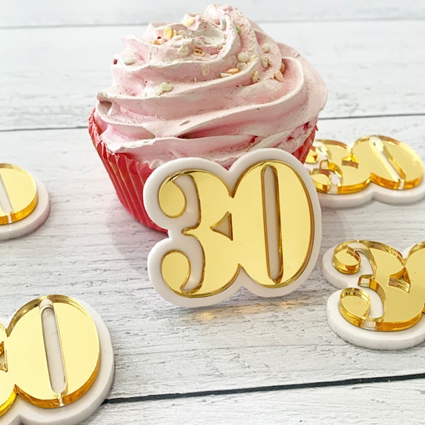 Acrylic cupcake charms, Layered cupcake charms, Number cupcake charms, Double layered cupcake charms