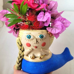 Handmade vase Mermaid Ceramic vase Ceramic mermaid Art pottery Ceramic doll Ceramics Gold