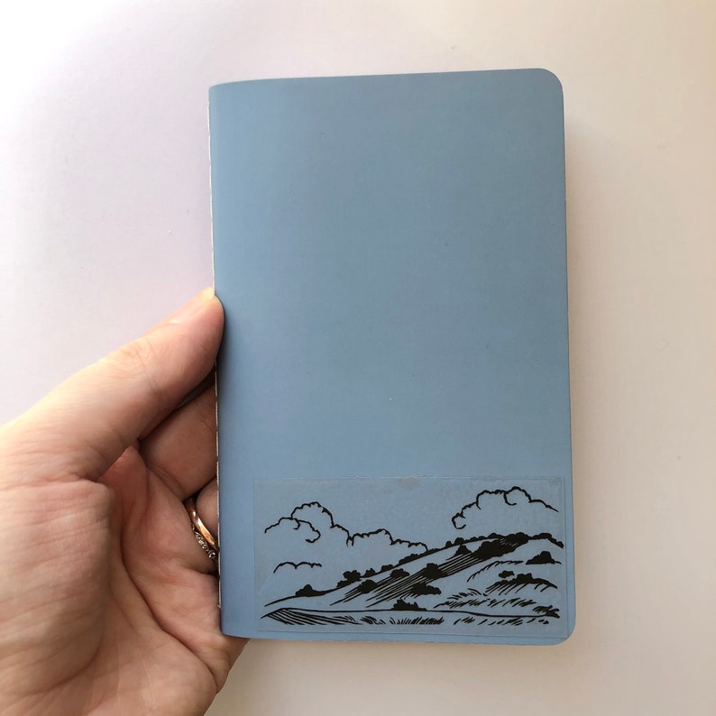 Linocut Landscape Sticker: Transparent Vinyl Art image 8