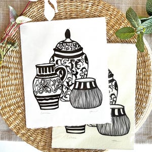 Still Life Linocut Print, Original Handmade Block Print, Home Decor Wall Art