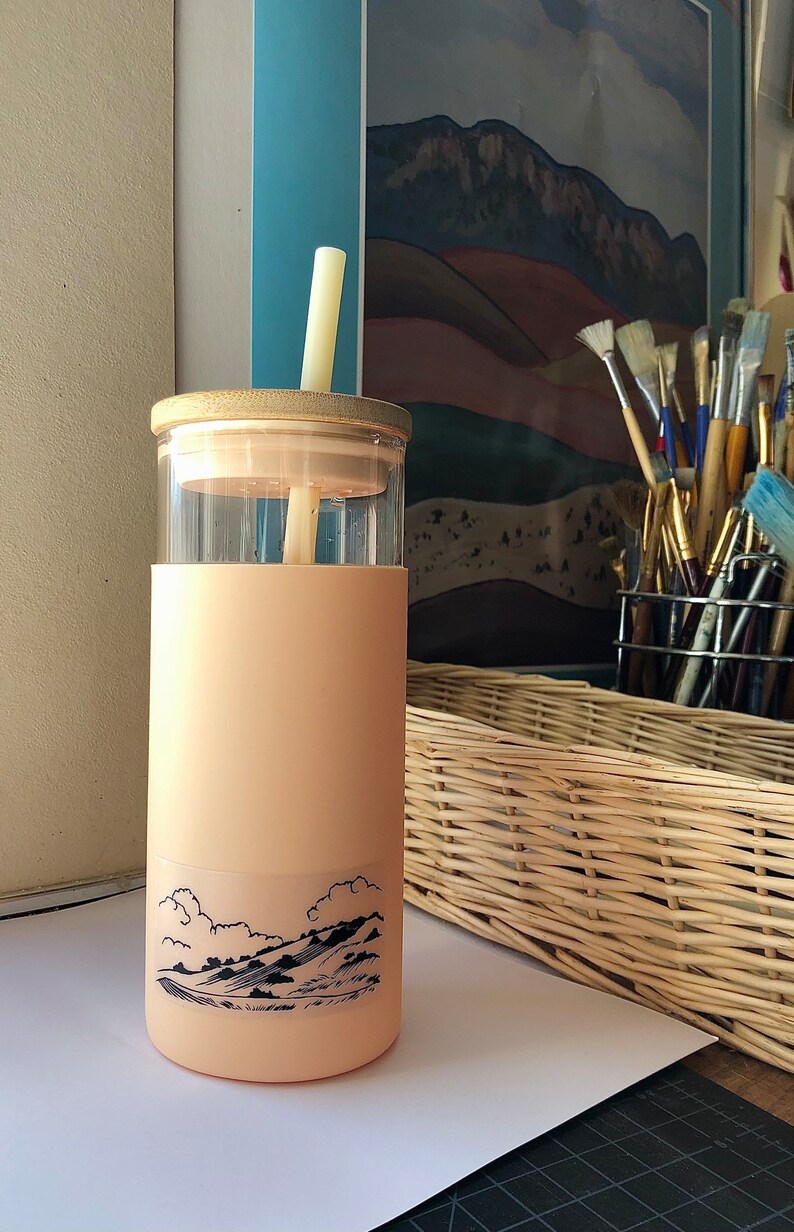 Linocut Landscape Sticker: Transparent Vinyl Art image 6