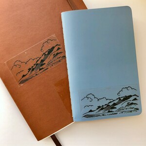 Linocut Landscape Sticker: Transparent Vinyl Art image 4