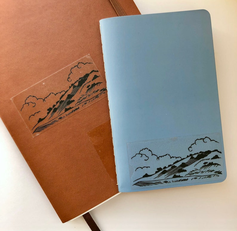 Linocut Landscape Sticker: Transparent Vinyl Art image 4
