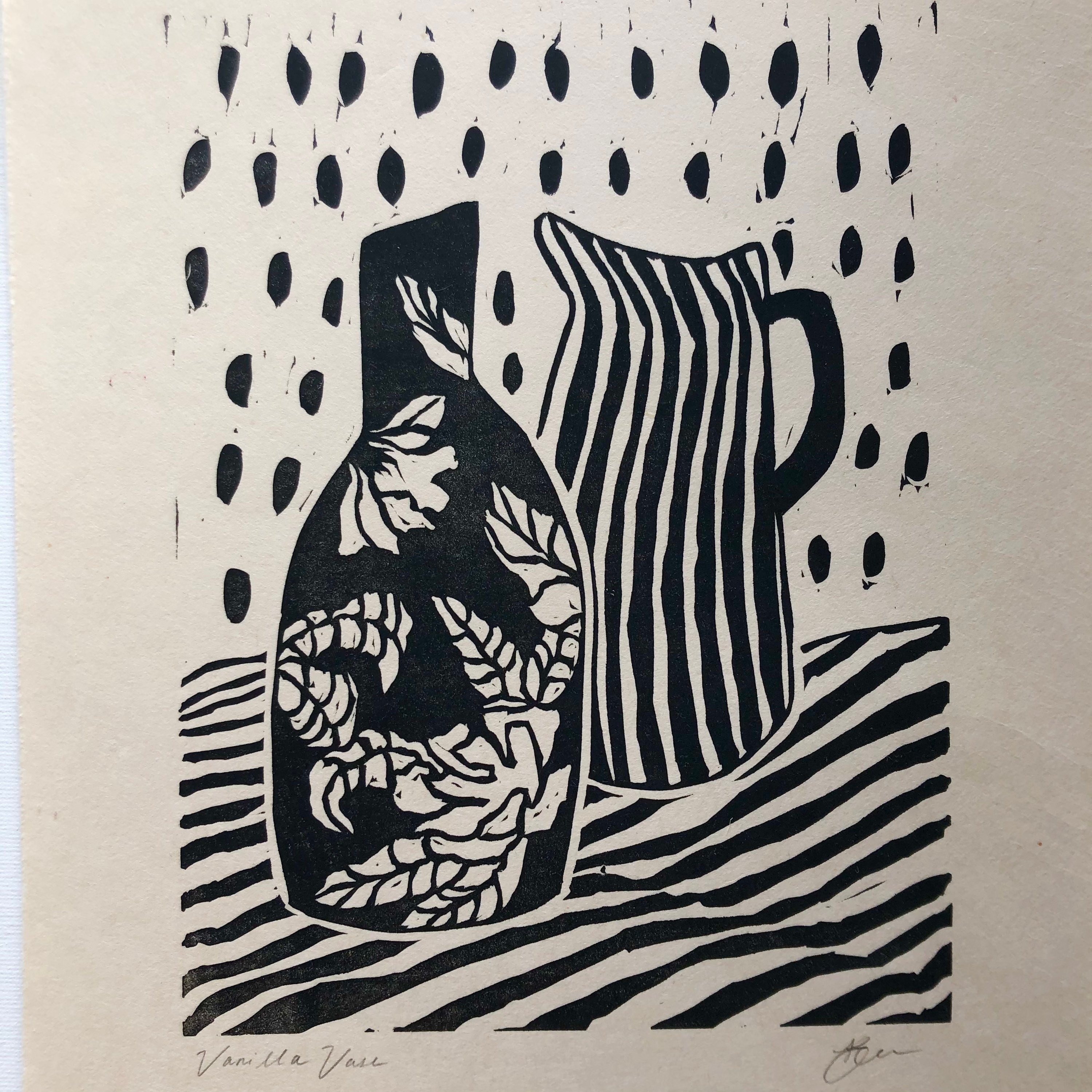 Still Life Linocut Print Handmade Block Print Home Decor Etsy