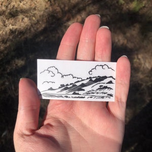 Linocut Landscape Sticker: Transparent Vinyl Art image 5