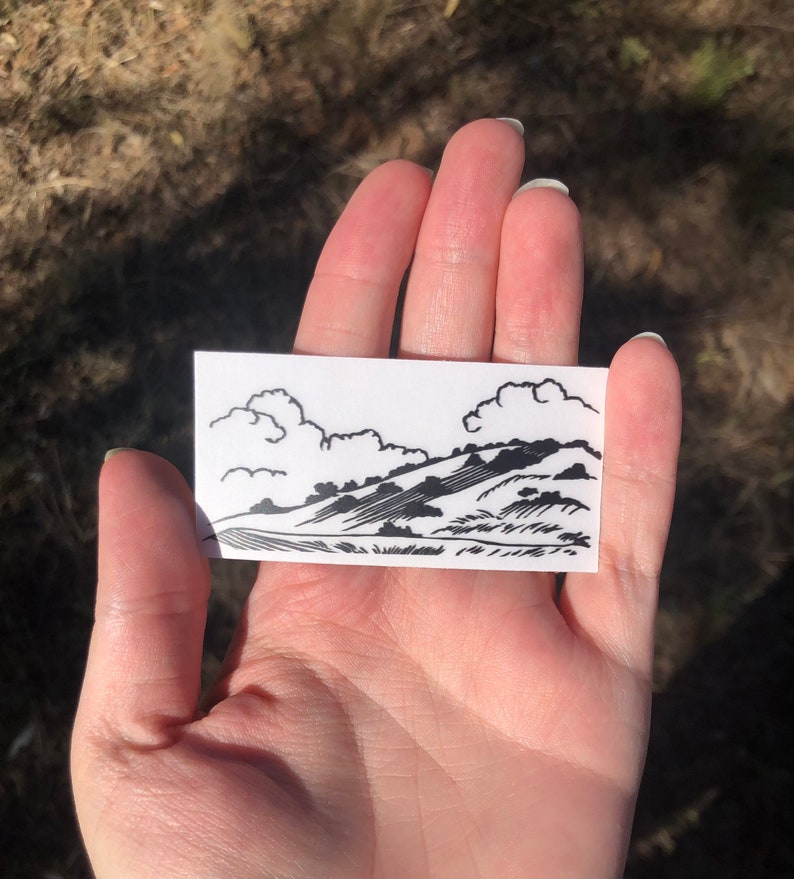 Linocut Landscape Sticker: Transparent Vinyl Art image 5