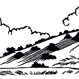 Linocut Landscape Sticker: Transparent Vinyl Art image 3