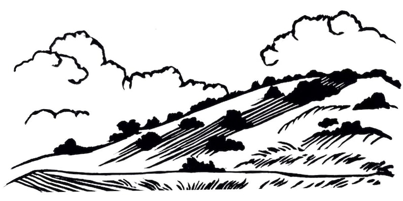 Linocut Landscape Sticker: Transparent Vinyl Art image 3