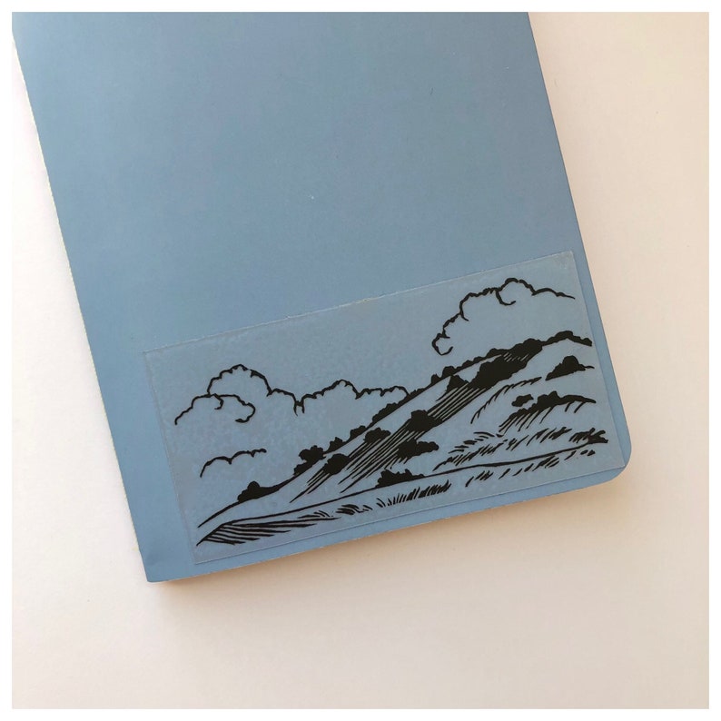 Linocut Landscape Sticker: Transparent Vinyl Art image 9