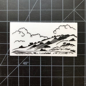 Linocut Landscape Sticker: Transparent Vinyl Art image 2
