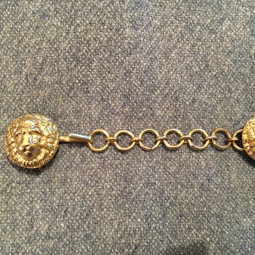 Reproduction Lion Head Cloak Clasp W/chain Brass Etsy