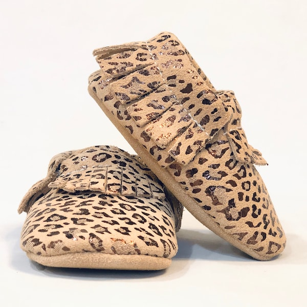 Leopard - Organic Suede Baby Moccasins