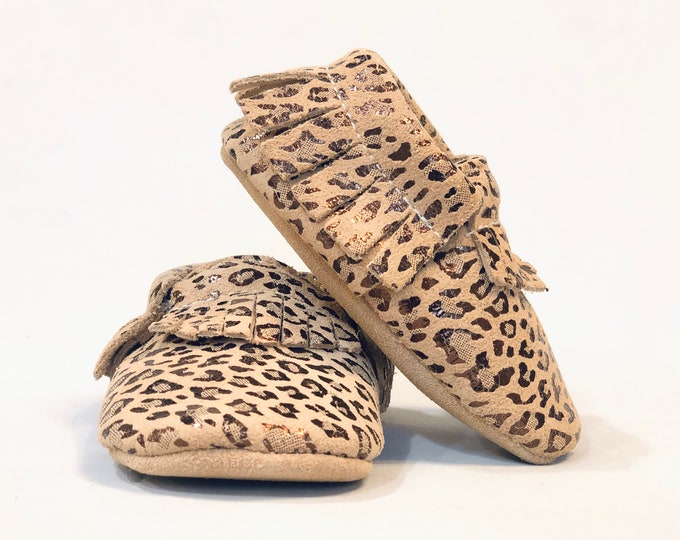 Featured listing image: Leopard - Organic Suede Baby Moccasins