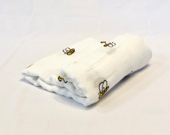 Bumble Bee Organic Bamboo Muslin Baby Swaddle Blanket