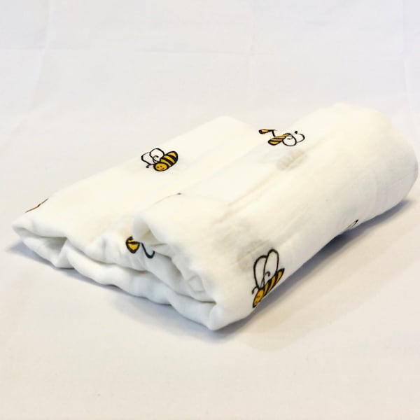 Bumble Bee Organic Bamboo Muslin Baby Swaddle Blanket