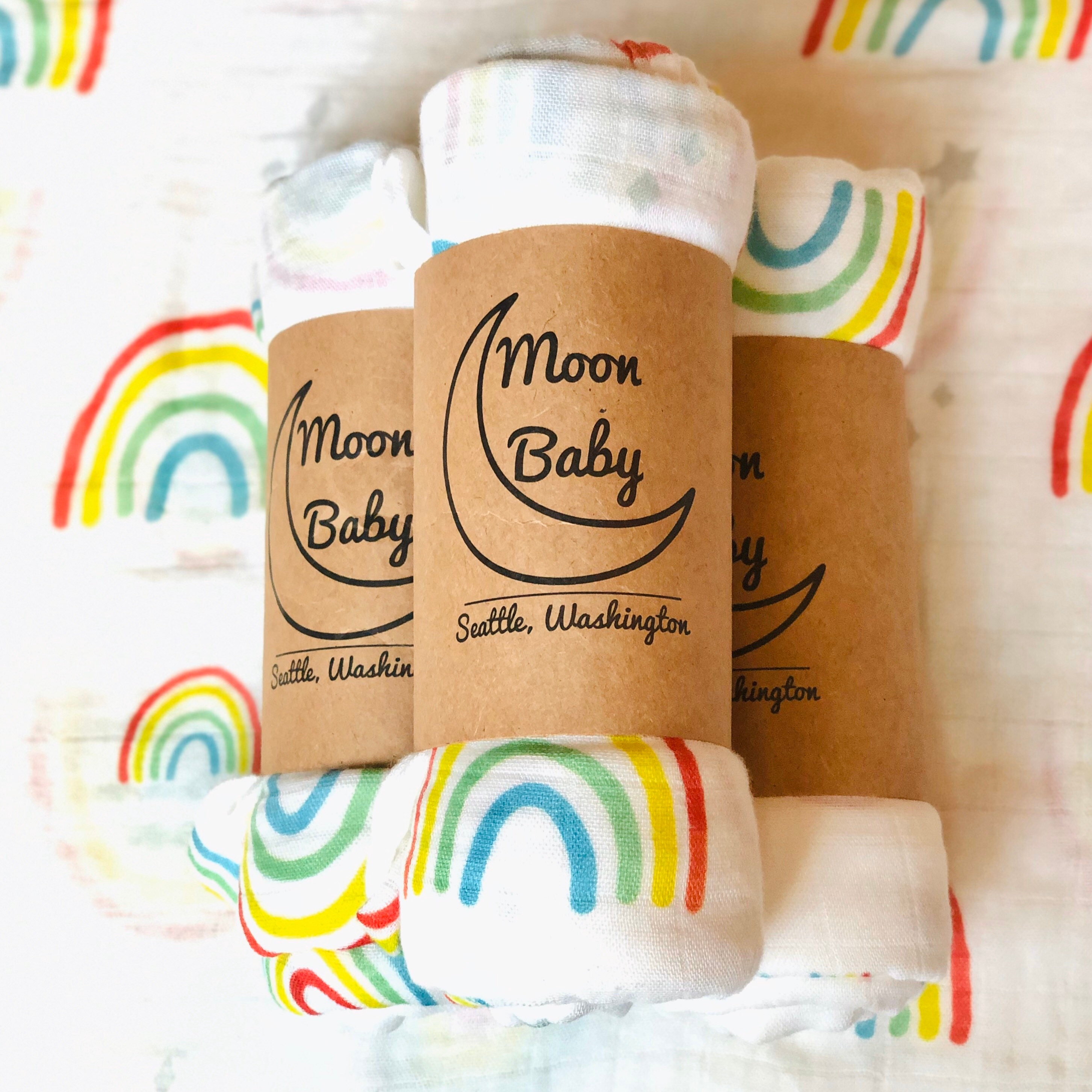 Organic Bamboo Rainbow Muslin Baby Swaddle Blanket Etsy