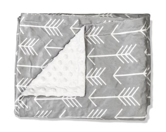 Arrow Baby Blanket Gray Minky Sherpa Keepsake