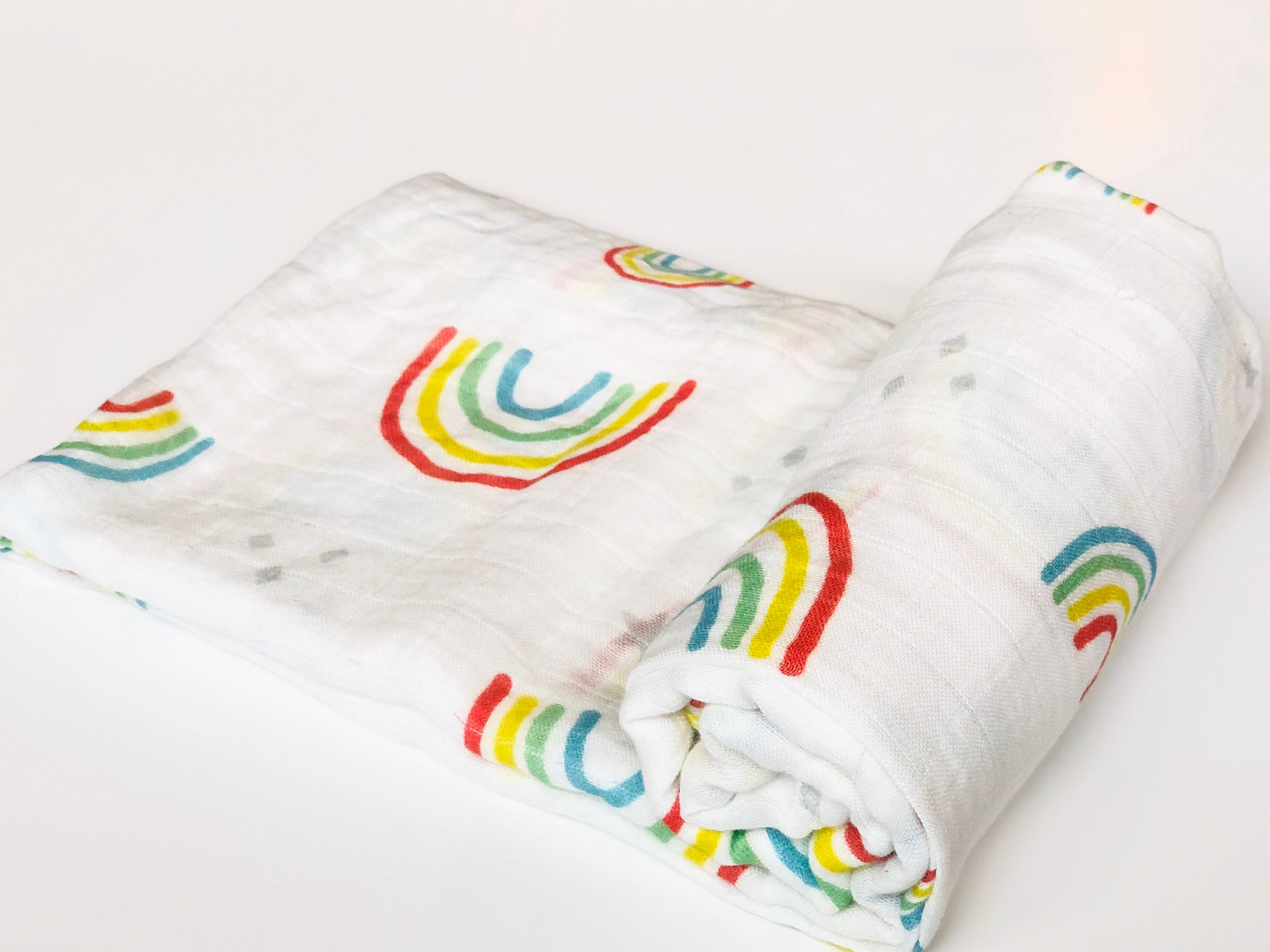Organic Bamboo Rainbow Muslin Baby Swaddle Blanket Etsy UK