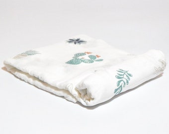 Organic Bamboo Cactus & Succulent Muslin Baby Swaddle Blanket