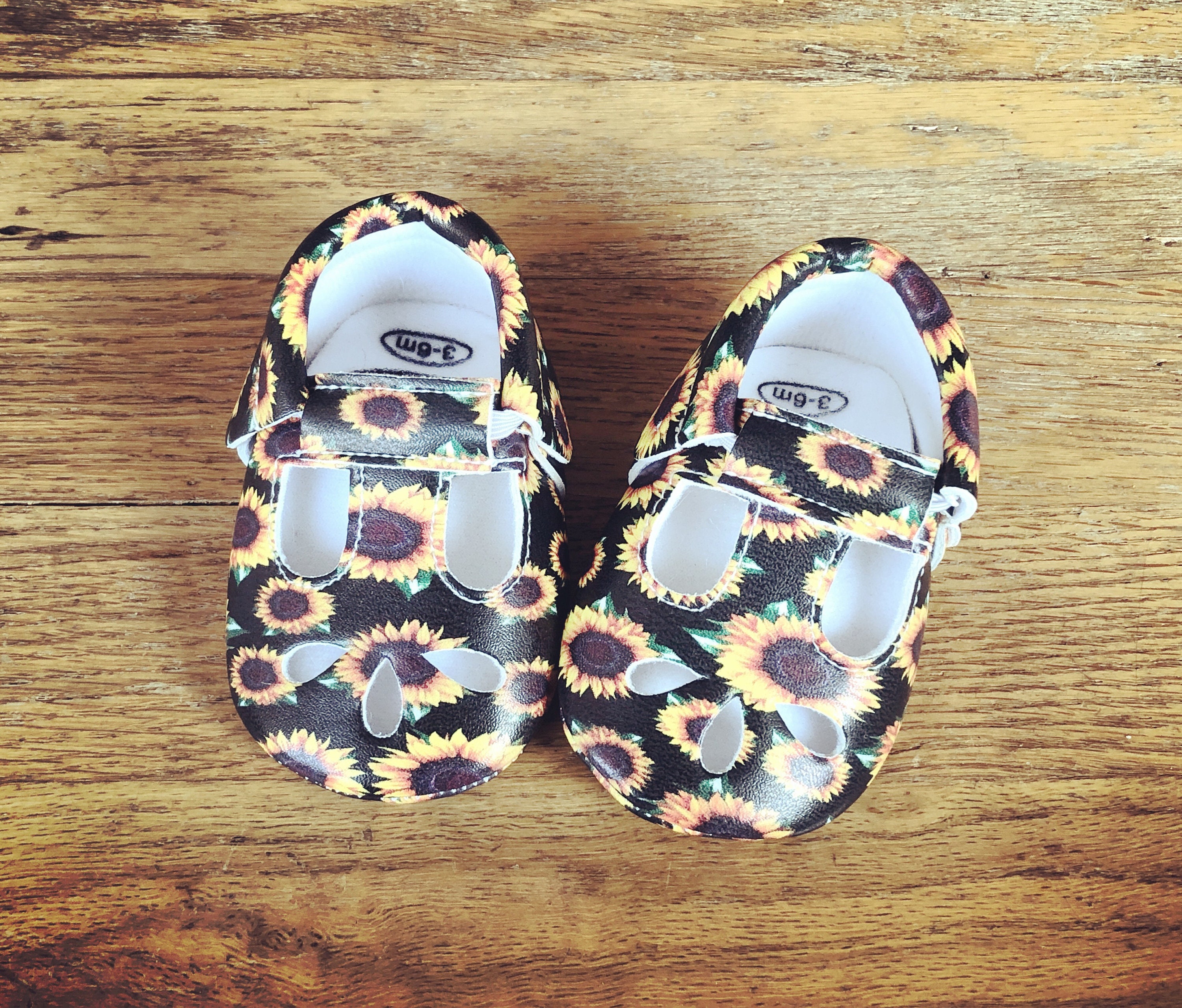 Sunflower Vegan Leather Mary Jane Baby Moccasins sizes 2-5