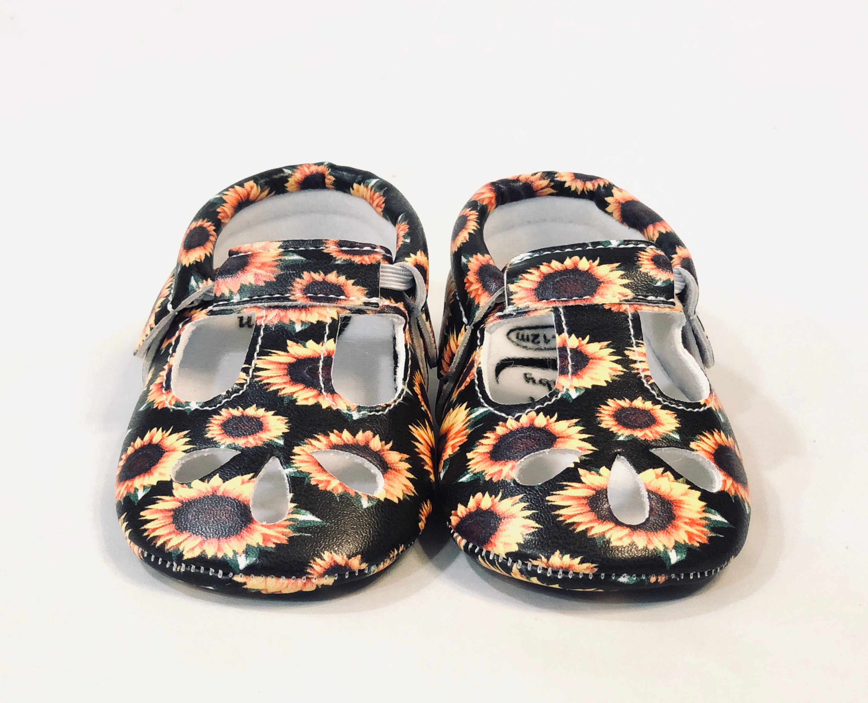 Sunflower Vegan Leather Mary Jane Baby Moccasins sizes 2-5