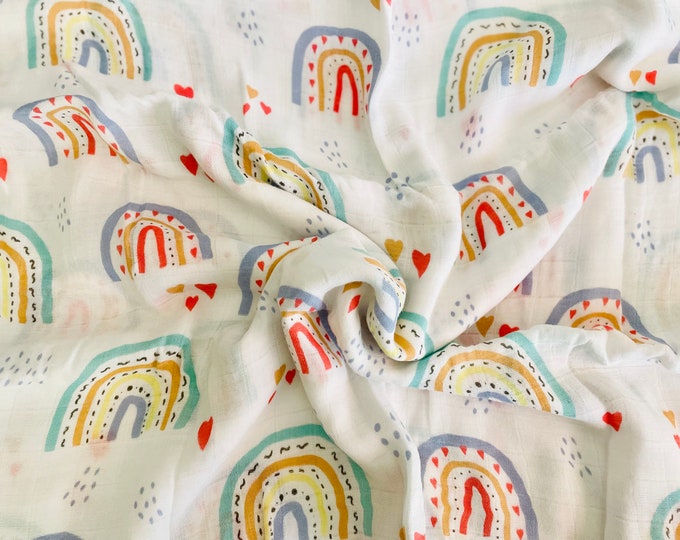 Featured listing image: Organic Bamboo Rainbow Muslin Baby Swaddle Blanket