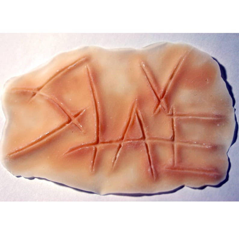 Costume 'slave' Detailed Latex Prosthetic Word Scar Etsy