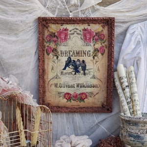 Shabby Chic Pink Roses Vintage Wall Plaque Frame, Shabby Victorian Wall Panel, French Cottage Wall Decor, Decoupage Mixed Media Wall Art