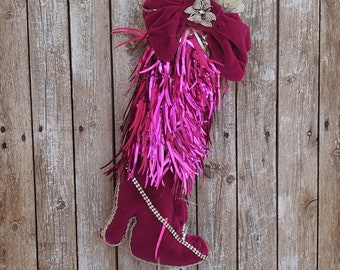 Christmas Stockings, Victorian Christmas Stocking, Christmas Decorations, Pink Christmas Decor, Unique Velvet Stocking, Holidays Stockings