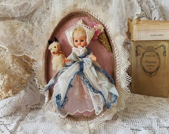 Viktorianisches Osterei-Mittelstückdekor, Puppe im Ei, Weinlese-dekoratives Osterei der Puppen, Ostern-Frühlingsdekorationen, Spitze-Ei, verändertes Ei